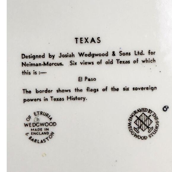 Texas Wedgwood Neiman Marcus Views of Old Texas El Paso Retired Dinner Plate - Picture 8 of 8